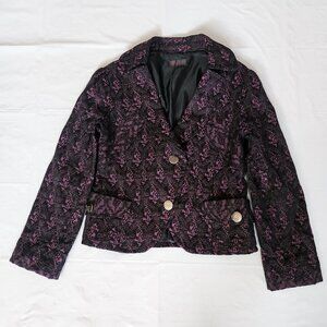 Women's Garan Black & Purple Blazer w/ Butterly Buttons